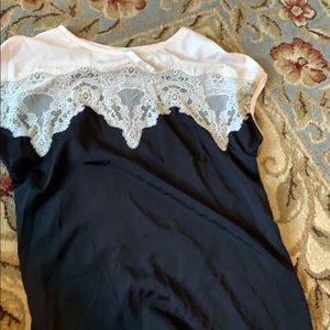 LC black and white lace top